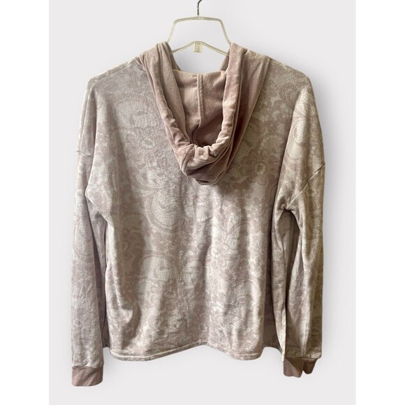 SIMPLY VERA WANG Pink Hooded Extra Soft Velour Lounge Sleep Pullover Top Small - Picture 3 of 11